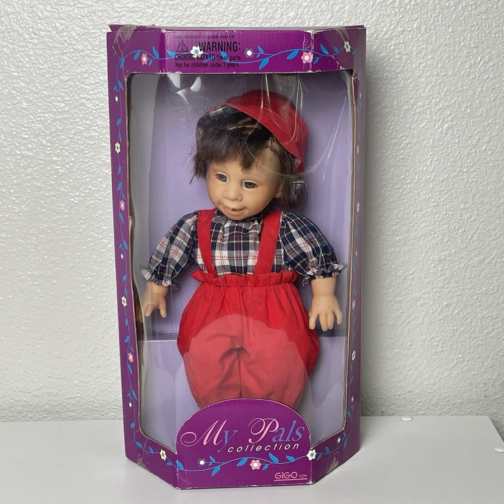 Vintage 90s Gi-Go 13" My Pals Collection Boy Doll in Box Brown Hair Blue Eyes